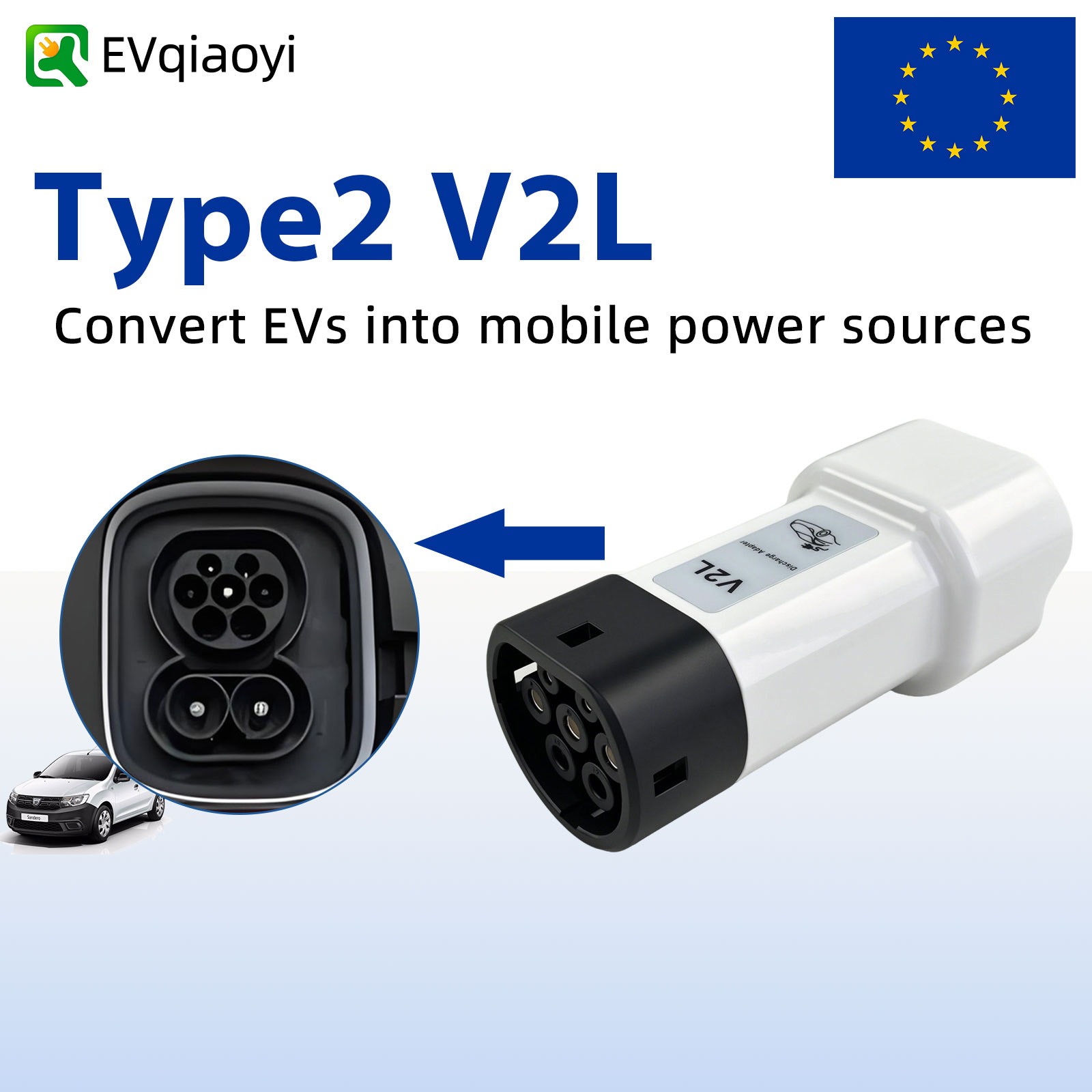 Outdoor Power Inc - EVqiaoyi 16A Type2 V2L Discharge Plug,