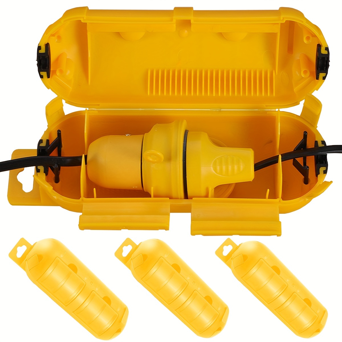 Outdoor Power Outlet Box - Extension Yellow Cord Safety Cover with