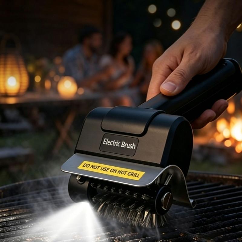 Outdoor Power Grill - Cordless Power Grill Cleaner With LED