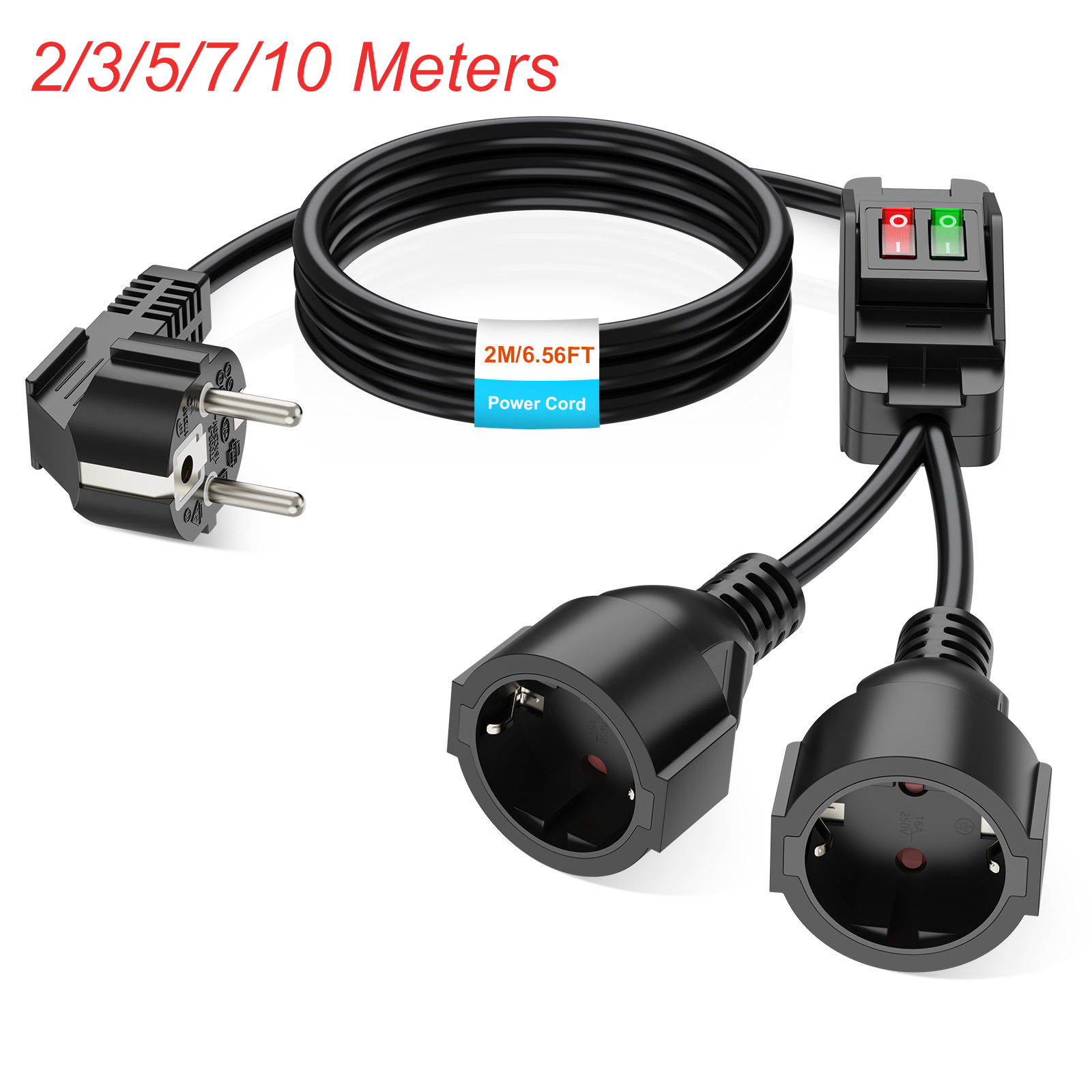 Outdoor Power Extension - EU Plug Extension Cord with ON/OFF