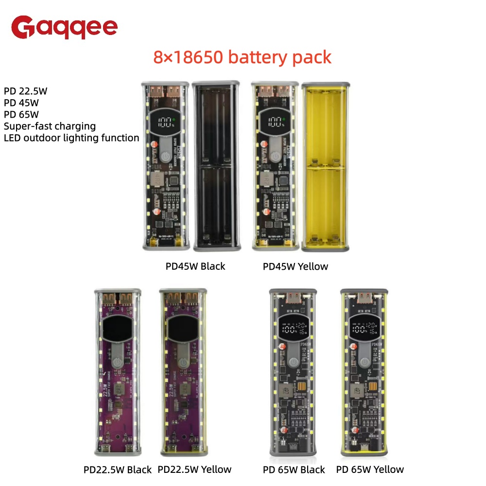 Outdoor Power Board Box - 8×18650 Battery Case, PD 22.5W/45W/65W Super-Fast