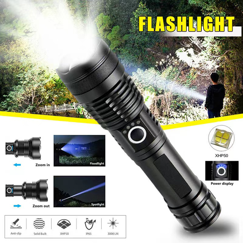 Outdoor Power Inc - High Power XHP70 Led Flashlight USB-C