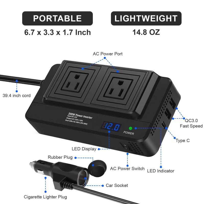 200W Car Inverter Power Conver - Outdoor Power Adapter Usb C recension och pris