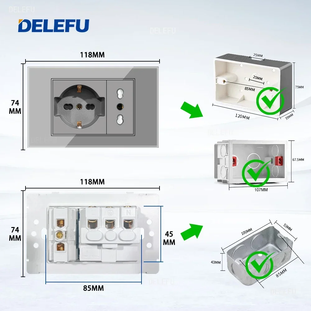 DELEFU Grey Tempered Glass Ita - Outdoor Usb Power Strip recension och pris