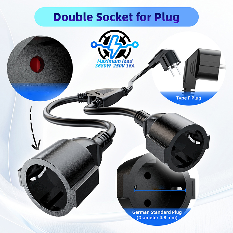 EU Power Splitter Cord 1X2 Eur - Outdoor Power Extension recension och pris